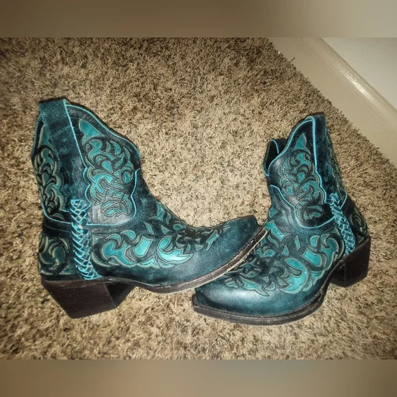 BLACK STAR All Leather TERLINGUA WESTERN BOOTIES Boots Size 7.5 - Picture 4 of 7